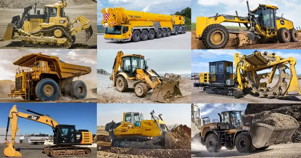 Types of heavy construction equipment used in civil engineering